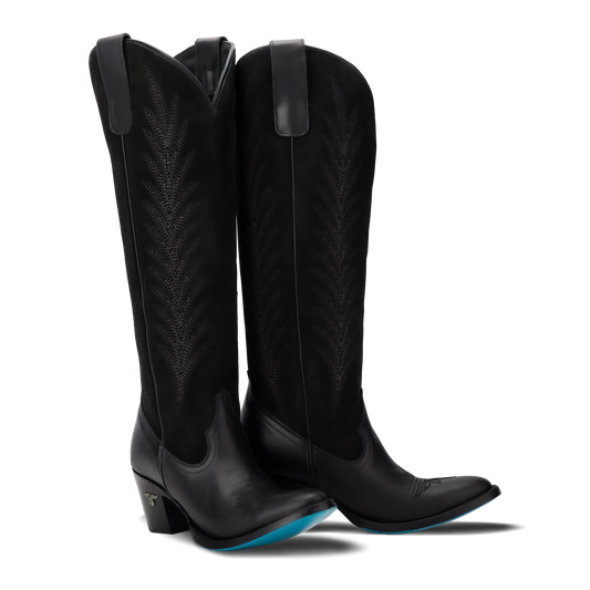 Jentry Knee High Boot - Jet Black & Soft Black Suede