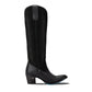 Jet black suede cowboy boot