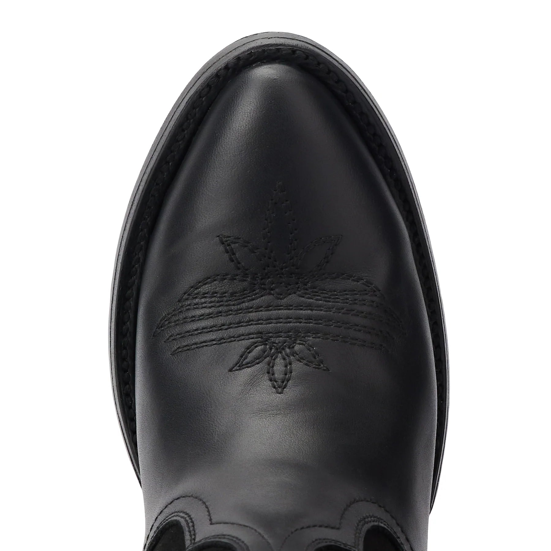 Jentry jet black suede cowboy boot close-up