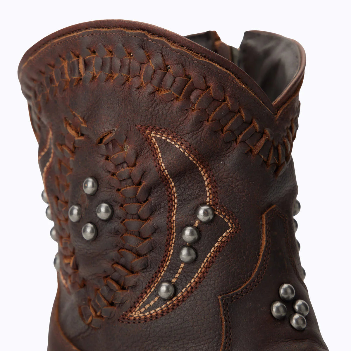 Cognac leather Cossette Bootie, studded detail