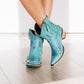 Turquoise leather Cossette Bootie