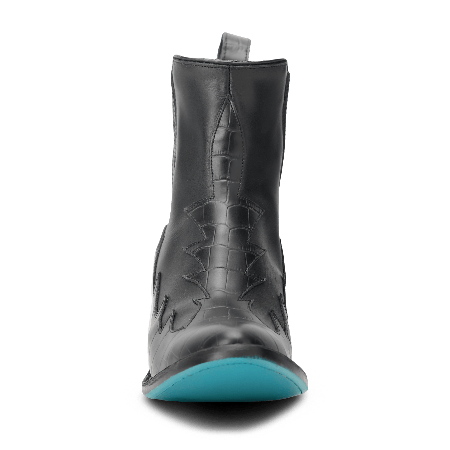 Western Chelsea Boot - Jet Black with Turquoise Sole