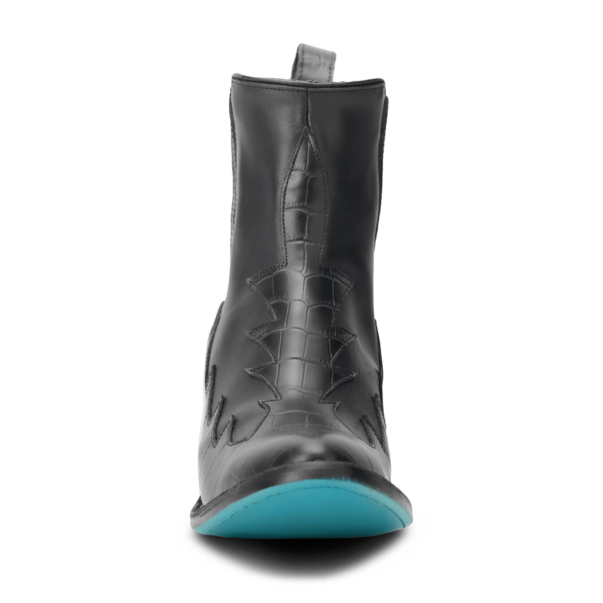 Western Chelsea Boot - Jet Black with Turquoise Sole