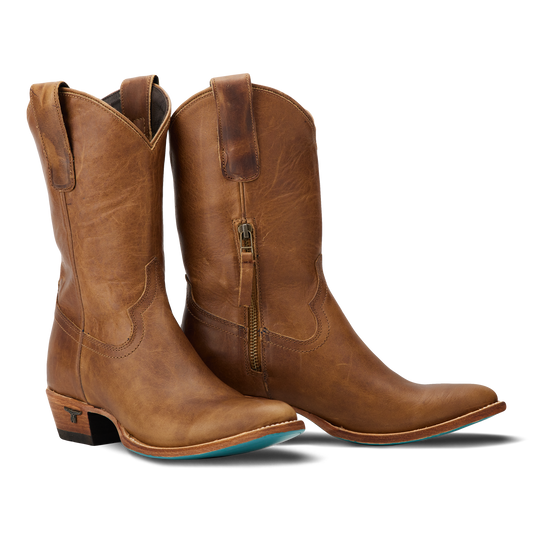 Brown leather Plain Jane Midi desert clay cowboy boots
