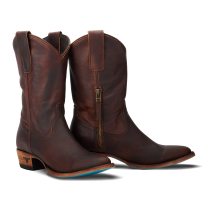 Cognac leather Plain Jane Midi cowboy boots