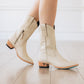 Pale ivory Plain Jane Midi Cowboy Boots