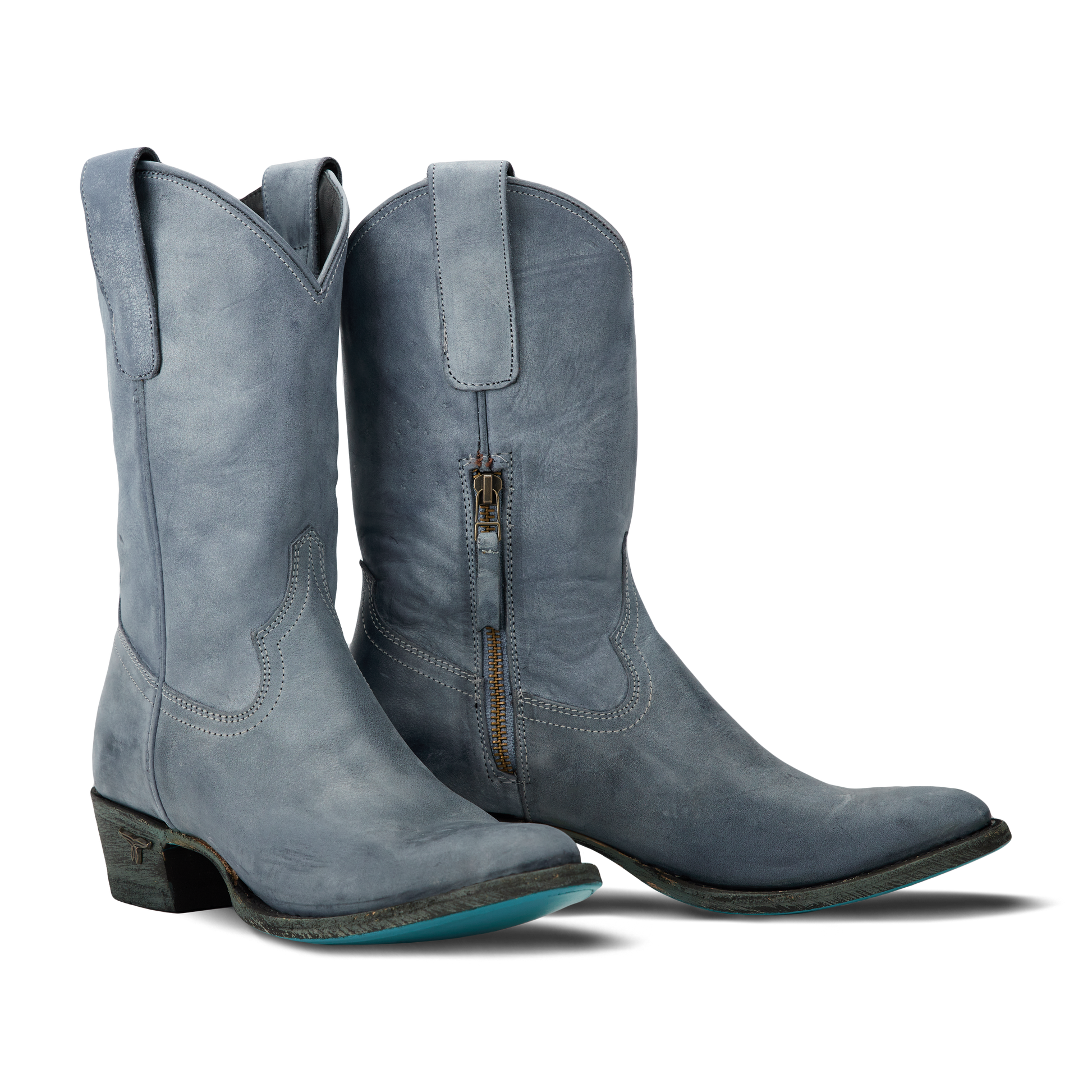 Washed denim Plain Jane midi cowboy boots