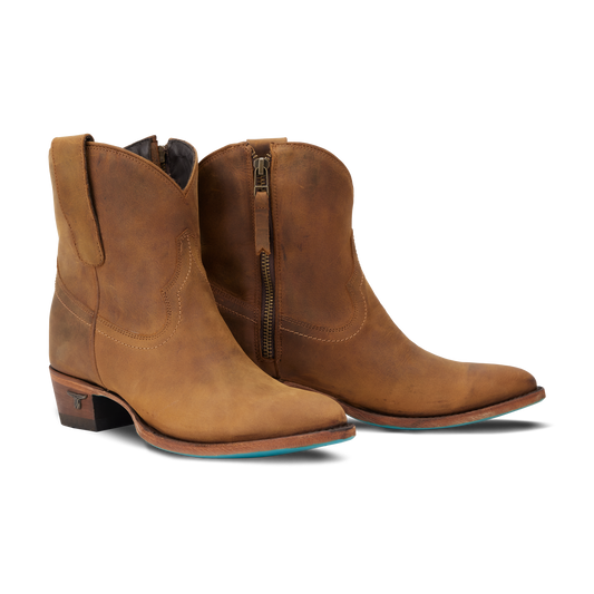 Burnt caramel Plain Jane booties with side zipper