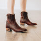 Plain Jane Bootie by Lane Boots Cognac| Bourbon Cowgirl