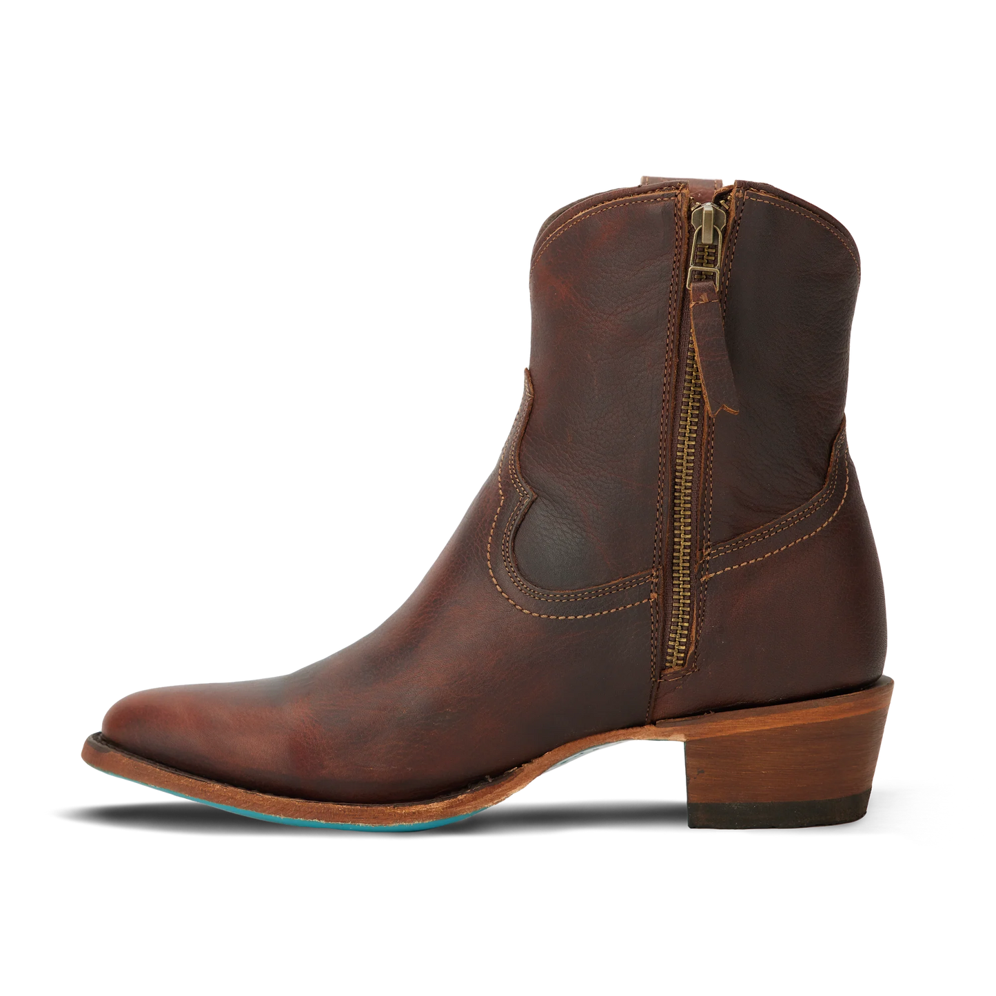 Plain Jane Bootie by Lane Boots Cognac| Bourbon Cowgirl