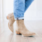 Plain Jane Bootie - Latte Suede