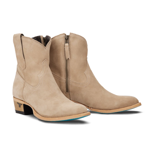 Plain Jane Bootie - Latte Suede