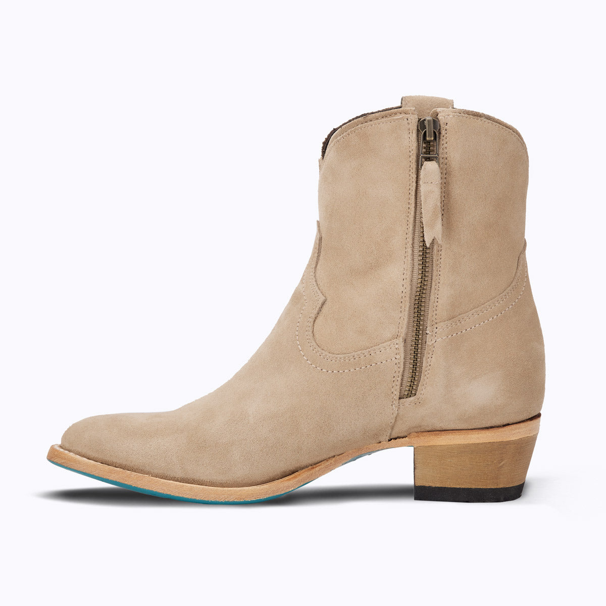 Plain Jane Bootie - Latte Suede