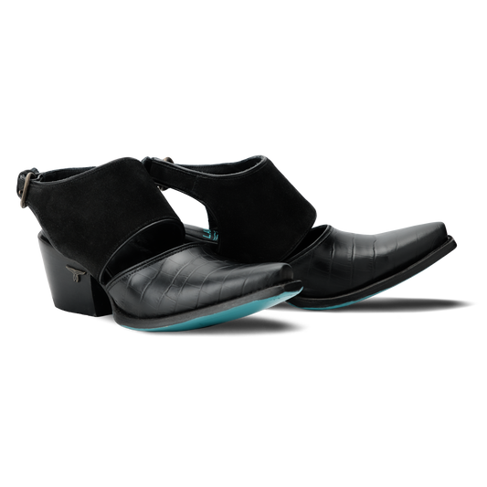 Black suede and leather Robin Mule shoe