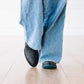 Matte black Plain Jane Mule LS2 shoe walking in jeans