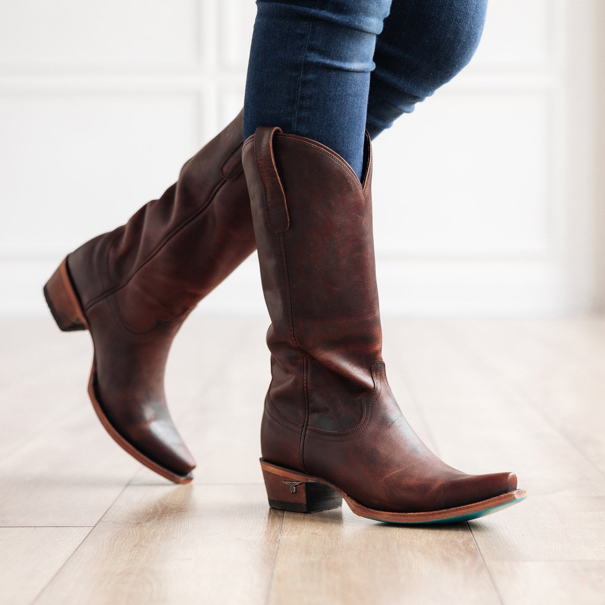 Emma Jane Cognac Leather Cowboy Boots