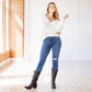 Emma Jane Black Cherry boots with jeans and sweater