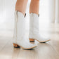 Emma Jane ceramic crackle white cowboy boots