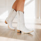Emma Jane white ceramic crackle cowboy boots