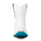 White Smokeshow Bootie cowboy boot with blue sole.
