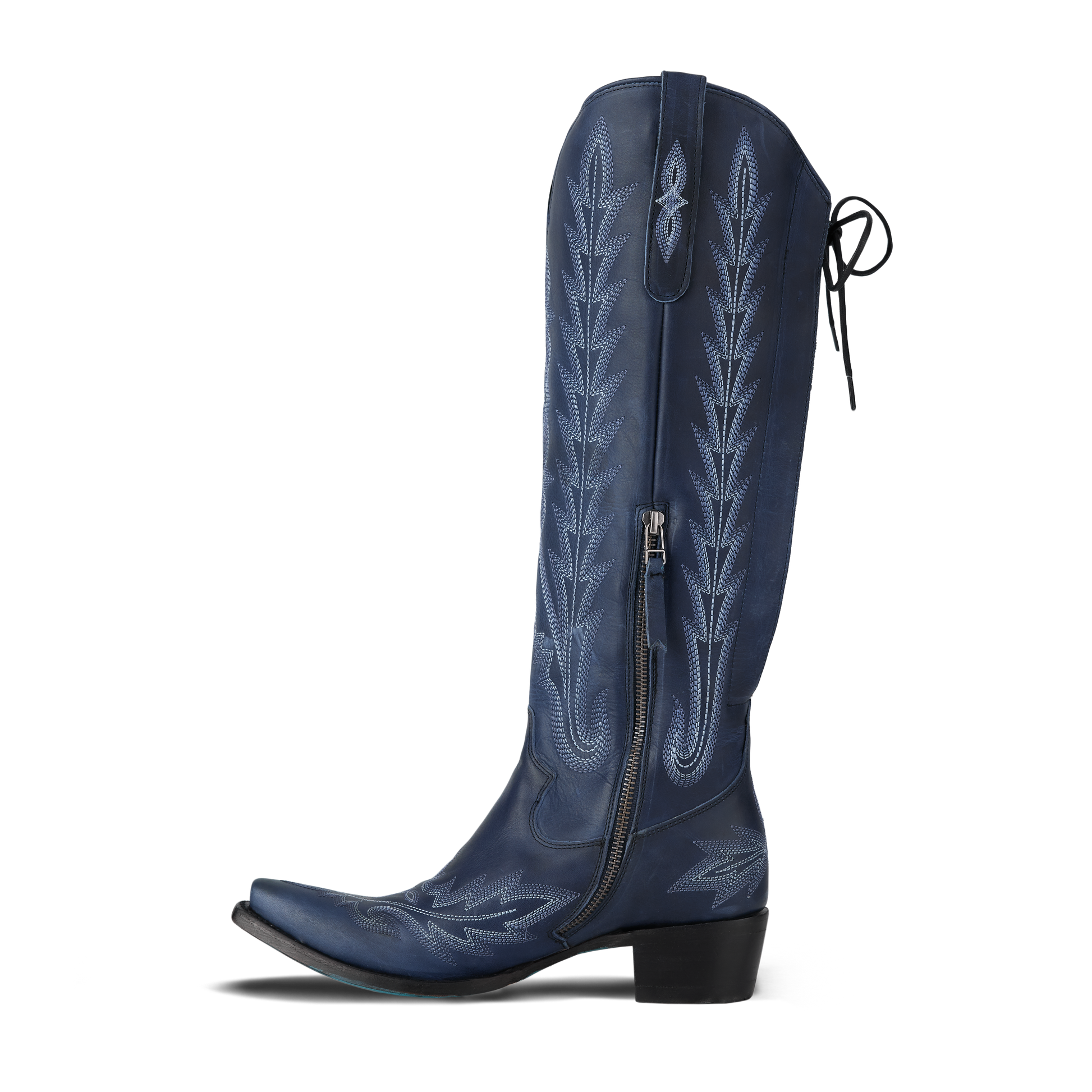 Navy Lexington knee-high cowboy boot