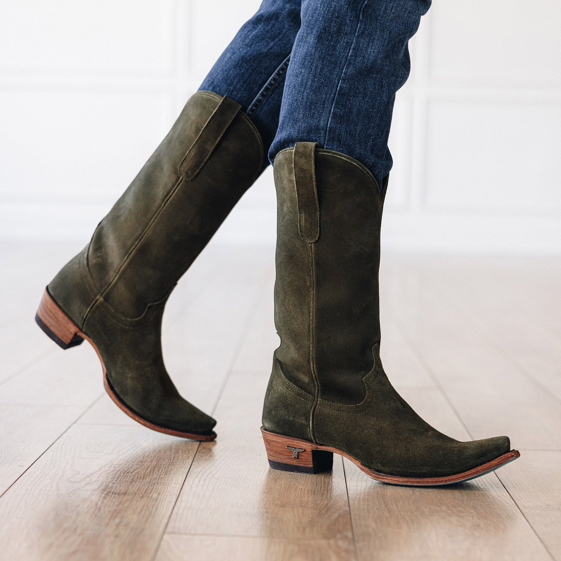 Olive suede Emma Jane boots