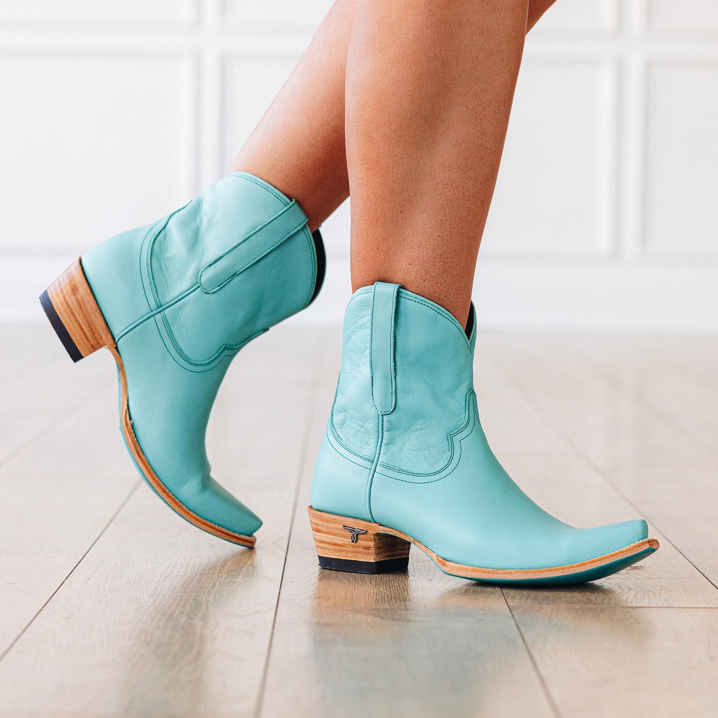 Turquoise leather Emma Jane booties