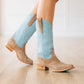 Saratoga Square Boot - Latte Suede and Powder Blue