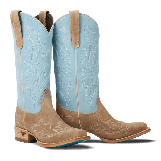 Saratoga Square Shaley cowboy boots - light blue and tan