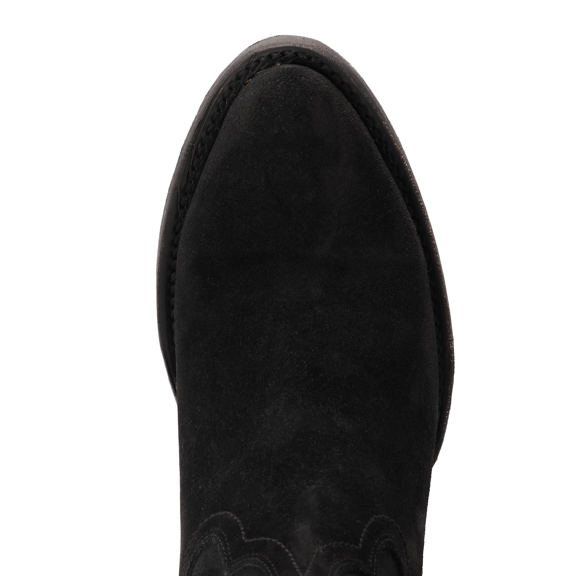 Soft black suede boot toe detail