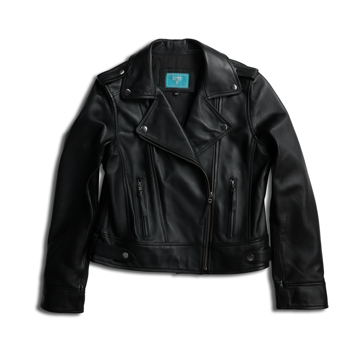 Basic Biker Jacket - Jet Black Leather by Lane