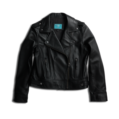Basic Biker Jacket - Jet Black Leather by Lane