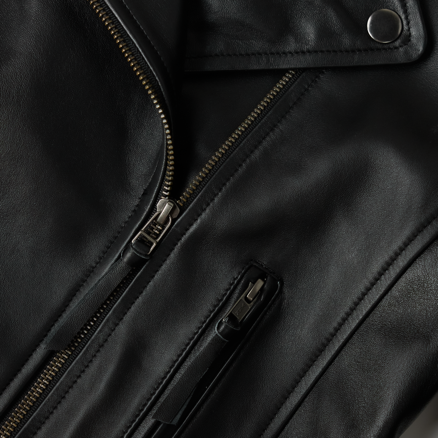 Basic Biker Jacket - Jet Black Leather by Lane