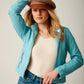 Louzia RF Leather Jacket by Mauritius in Aqua
