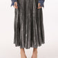 Metallic Silver Coated Pleat Maxi Skirt at Bourbon Cowgirl