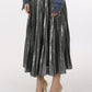 Metallic Silver Coated Pleat Maxi Skirt at Bourbon Cowgirl