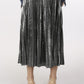 Metallic Silver Coated Pleat Maxi Skirt at Bourbon Cowgirl