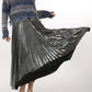 Metallic Silver Coated Pleat Maxi Skirt at Bourbon Cowgirl