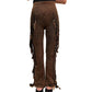 Chap Full Fringe and Feathers Pants by Pat Dahnke - Brown