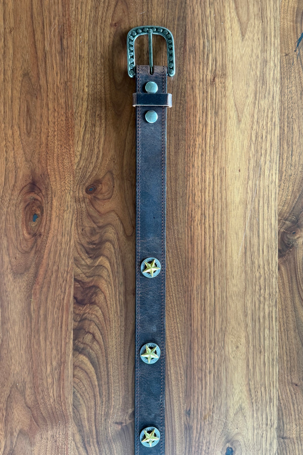 Phoebe Leather Belt with Star Conchos in Brown - Bourbon Cowgirl Exclusive