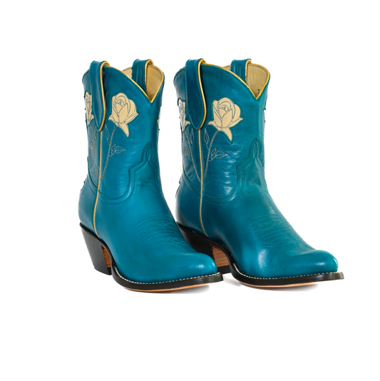 Teal rose shortie cowboy boots