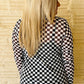 Round the Track Checkered Print Mesh Mock Neck Top