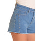 Rock & Roll Denim Ladies Studded Inset Medium Wash Denim Short