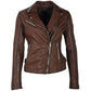 Sofia RF Leather Jacket by Mauritius in Brown