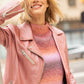 Sofia RF Leather Jacket, Rose Metallic