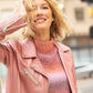 Sofia RF Leather Jacket by Mauritius in Rose Metallic