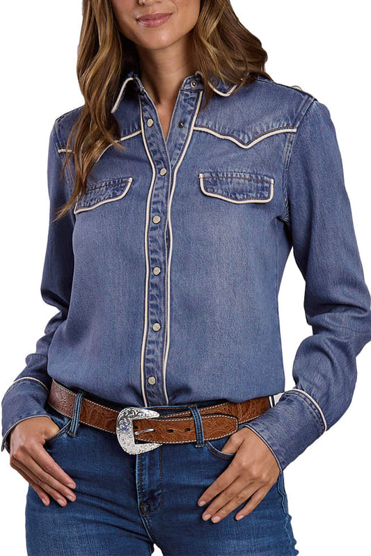 Piped Denim Shirt by Stetson