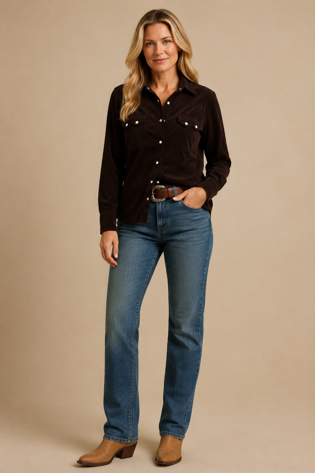 Stetson Women's Chocolate Brown Corduroy Shirt