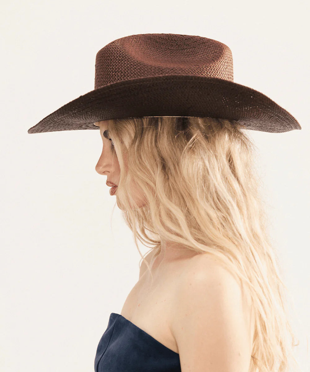 Carter Cowboy Straw in Dark Brown Hat by Gigi Pip | Bourbon Cowgirl