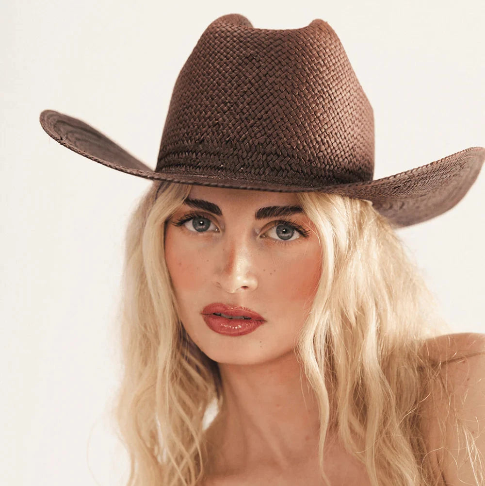 Carter Cowboy Straw in Dark Brown Hat by Gigi Pip | Bourbon Cowgirl